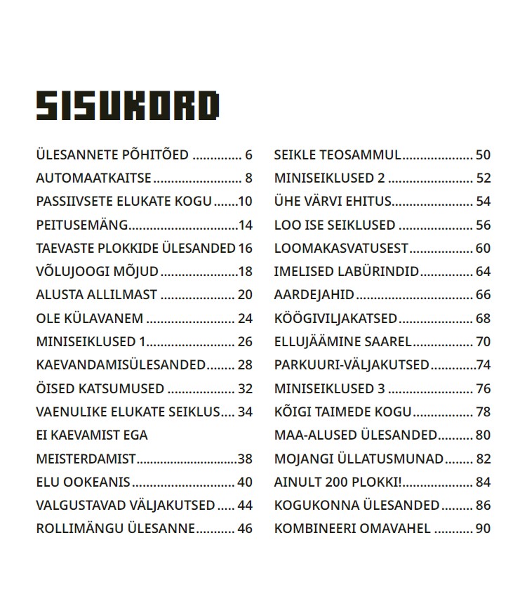 Minecraft. Kuidas jääda ellu. Ülesannete kogu